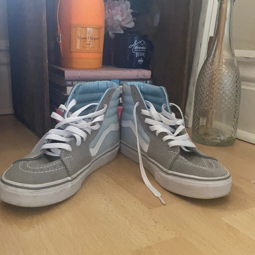 Vans high top baby blue + grey size 8